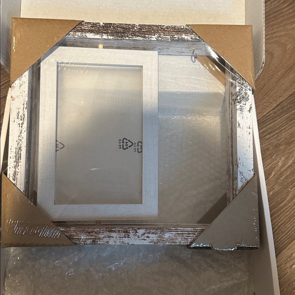 Rustic White and Brown Picture Frame